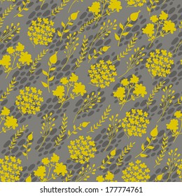 seamless retro pattern of grass and wildflowers