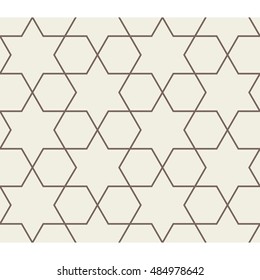 Seamless retro pattern with hexagons and stars background