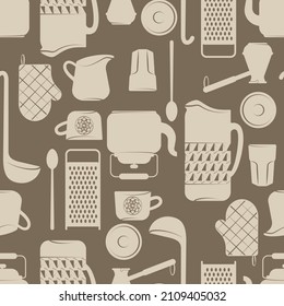 seamless retro pattern with kitchen utensils