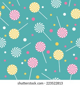 Seamless retro pattern with lollipops