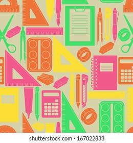 Seamless retro pattern with office equipment