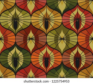 Seamless retro pattern on vintage oriental motifs. Ornate lines, autumn colors. Vintage wallpaper or fabric.
