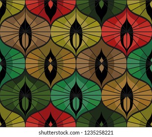 Seamless retro pattern on vintage oriental motifs. Ornate lines, autumn colors. Vintage wallpaper or fabric.