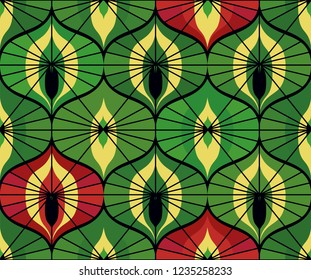 Seamless retro pattern on vintage oriental motifs. Ornate lines, complex colors. Vintage wallpaper or fabric.