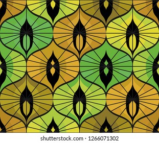 Seamless retro pattern on vintage oriental motifs. Ornate lines, autumn colors. Vintage wallpaper or fabric.