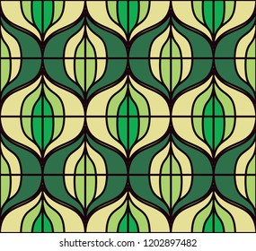 Seamless retro pattern in the style of the sixties. Art deco vintage wallpaper or fabric.