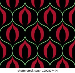Seamless retro pattern in the style of the sixties. Art deco vintage wallpaper or fabric.