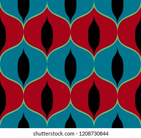 Seamless retro pattern in the style of the sixties. Art deco vintage wallpaper or fabric.