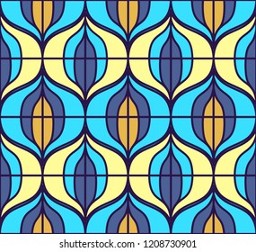 Seamless retro pattern in the style of the sixties. Art deco vintage wallpaper or fabric.