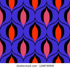 Seamless retro pattern in the style of the sixties. Art deco vintage wallpaper or fabric.