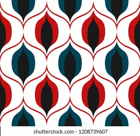 Seamless retro pattern in the style of the sixties. Art deco vintage wallpaper or fabric. Asian style pattern