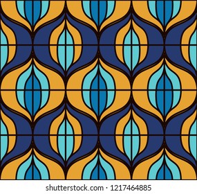 Seamless retro pattern in the style of the sixties. Art deco vintage wallpaper or fabric.