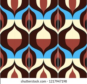 Patrón retro sin problemas en el estilo de los años 60. Papel pintado o tela Art Déco. Patrón de estilo asiático