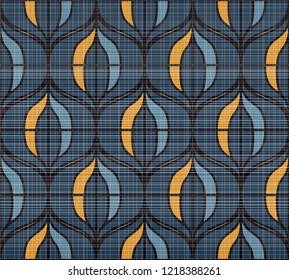 Seamless retro pattern in the style of the sixties. Art deco vintage wallpaper or fabric. Asian style pattern