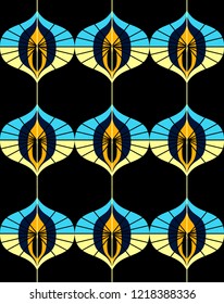 Seamless retro pattern in the style of the sixties. Art deco vintage wallpaper or fabric.