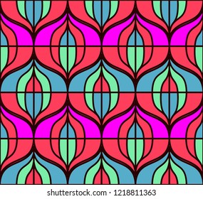 Seamless retro pattern in the style of the sixties. Art deco vintage wallpaper or fabric.