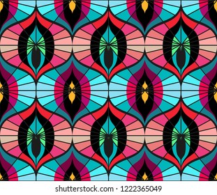Seamless retro pattern in the style of the sixties. Art deco vintage wallpaper or fabric.