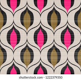 Seamless retro pattern in the style of the sixties. Art deco vintage wallpaper or fabric. Asian style pattern