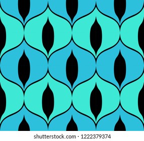 Seamless retro pattern in the style of the sixties. Art deco vintage wallpaper or fabric. Asian style pattern