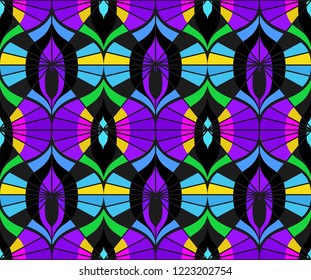 Seamless retro pattern in the style of the sixties. Art deco vintage wallpaper or fabric.