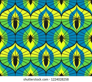 Seamless retro pattern in the style of the sixties. Art deco vintage wallpaper or fabric.