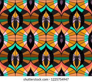 Seamless retro pattern in the style of the sixties. Art deco vintage wallpaper or fabric.