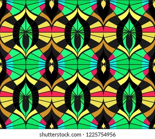 Seamless retro pattern in the style of the sixties. Art deco vintage wallpaper or fabric.