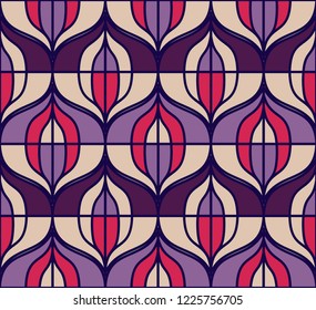 Seamless retro pattern in the style of the sixties. Art deco vintage wallpaper or fabric.