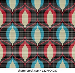 Seamless retro pattern in the style of the sixties. Art deco vintage wallpaper or fabric. Asian style pattern