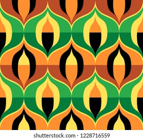 Seamless retro pattern in the style of the sixties. Art deco vintage wallpaper or fabric.