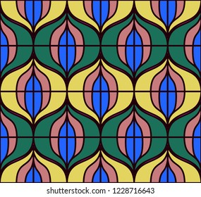 Seamless retro pattern in the style of the sixties. Art deco vintage wallpaper or fabric.