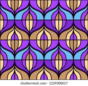 Seamless retro pattern in the style of the sixties. Art deco vintage wallpaper or fabric.