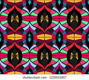 Seamless retro pattern in the style of the sixties. Art deco vintage wallpaper or fabric.