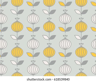 seamless retro pattern with stylized flowers