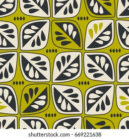 seamless retro pattern with stylized leaves