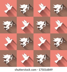 Seamless retro pattern. Texture with birds. Vector. Illustration.