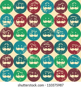 Seamless retro pattern. Texture with  funny faces.Seamless pattern can be used for wallpaper, pattern fills, web page background,surface textures. Gorgeous seamless background