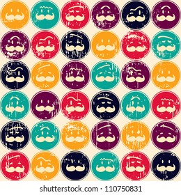Seamless retro pattern. Texture with funny faces.Seamless pattern can be used for wallpaper, pattern fills, web page background,surface textures. Gorgeous seamless background