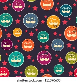 Seamless retro pattern. Texture with funny faces.Seamless pattern can be used for wallpaper, pattern fills, web page background,surface textures. Gorgeous seamless background
