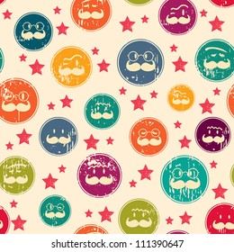 Seamless retro pattern. Texture with funny faces.Seamless pattern can be used for wallpaper, pattern fills, web page background,surface textures. Gorgeous seamless background