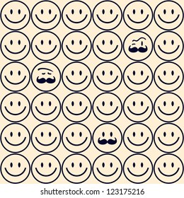 Seamless retro pattern. Texture with funny faces.Seamless pattern can be used for wallpaper, pattern fills, web page background,surface textures. Gorgeous seamless background