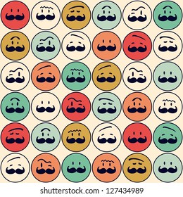 Seamless retro pattern. Texture with funny faces.Seamless pattern can be used for wallpaper, pattern fills, web page background,surface textures. Gorgeous seamless background