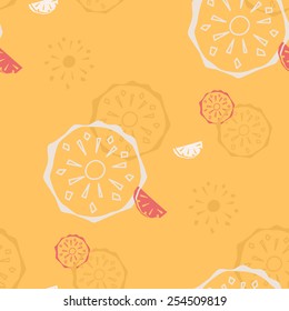 Seamless retro pattern of topical fruit. The design of pineapple and pineapple motifs for packaging, textiles, paper. Vector illustration