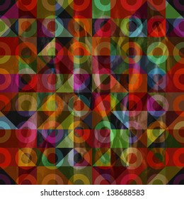 Seamless retro pattern with triangles and torus. Eps10