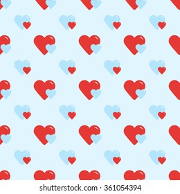 Seamless retro pattern two hearts. Vector illustration