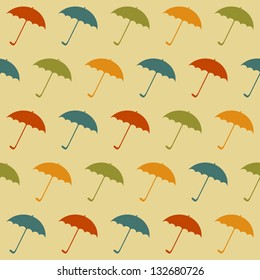 Seamless retro pattern with umbrellas. Vector illustration EPS