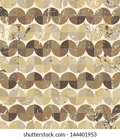 Seamless retro pattern, vector tiles background with messy grunge texture. Texture is also seamless and can be used separately. 