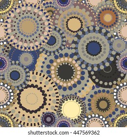 Seamless retro pattern with vivid colorful painted circles.