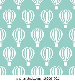 Seamless retro pattern with white hot air balloons