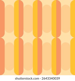 Seamless retro pattern with yellow stars and cylindrical shapes. Vintage vibes. Bold repeating design perfect for western wrapping paper, wallpaper, fabric, and nostalgic backgrounds. EPS 10.